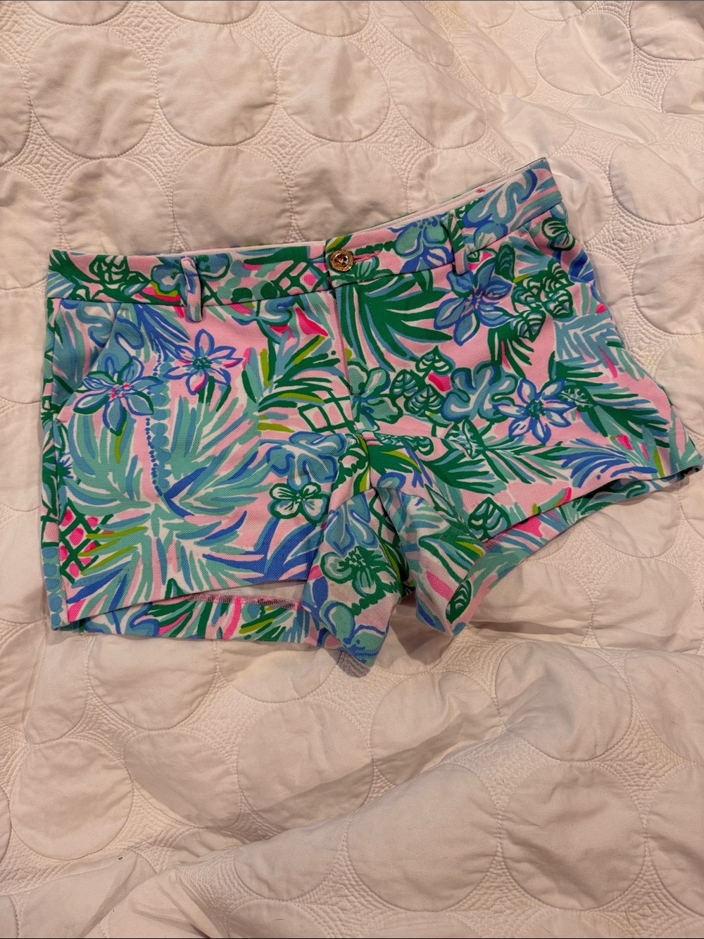 Lilly Pulitzer Callahan Knit Shorts Pelican Pink Coconut Row Size 10